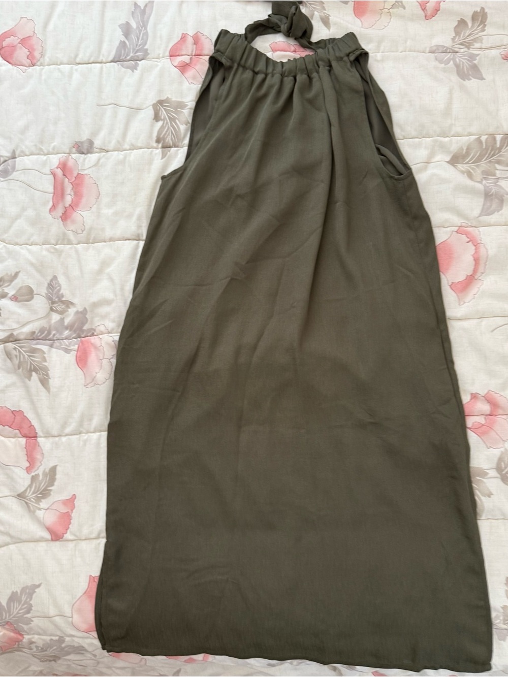 Olive Halter Tank Midi Dress